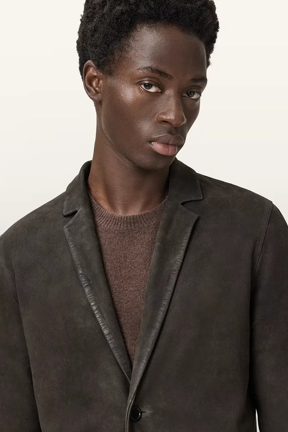 Замшевый пиджак AllSaints MONET M018LC коричневый NC25