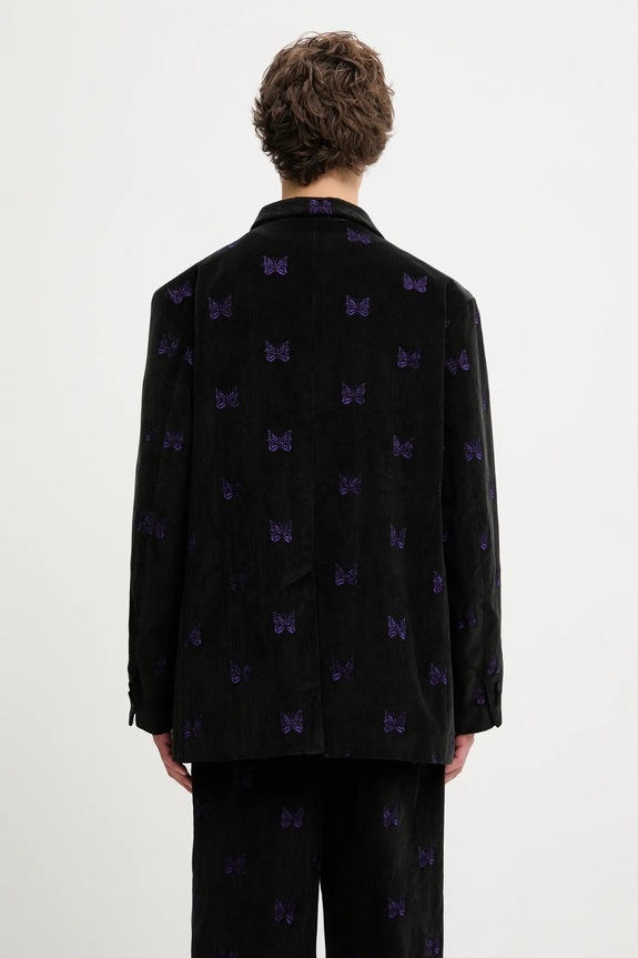 Одяг Бавовняний піджак Needles Papillon Emb. Corduroy RW108 чорний