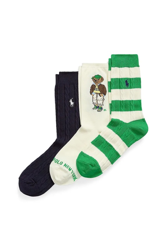 Polo Ralph Lauren zokni 3 pár hosszúszárú zokni bézs 455982947