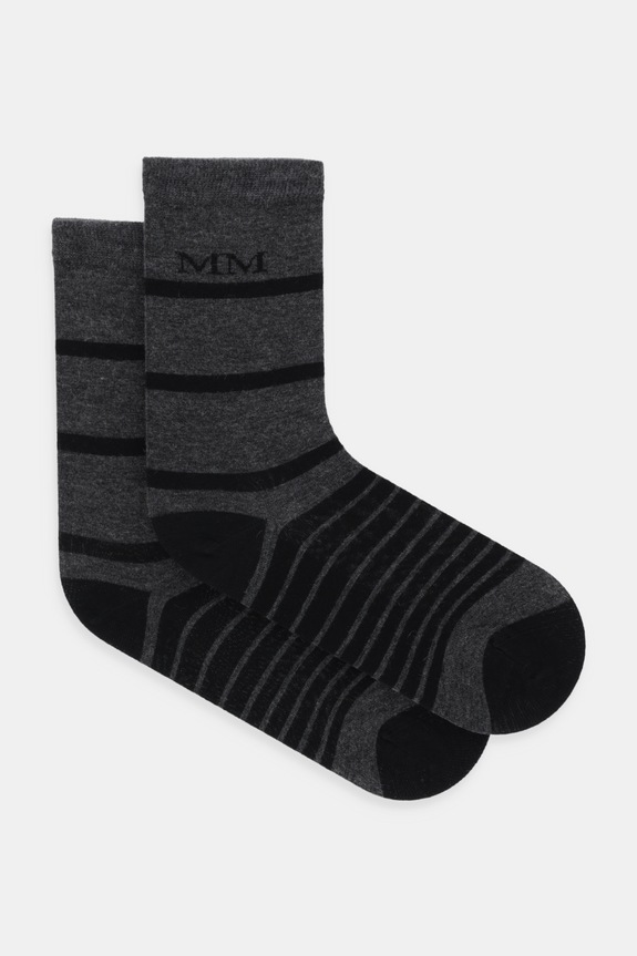 MM by Max Mara skarpetki z domieszką kaszmiru GERSA pasy szary 2526556018600