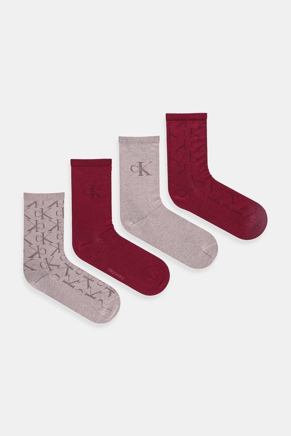 Calvin Klein Jeans șosete 4-pack sosete lungi burgundia 701235366