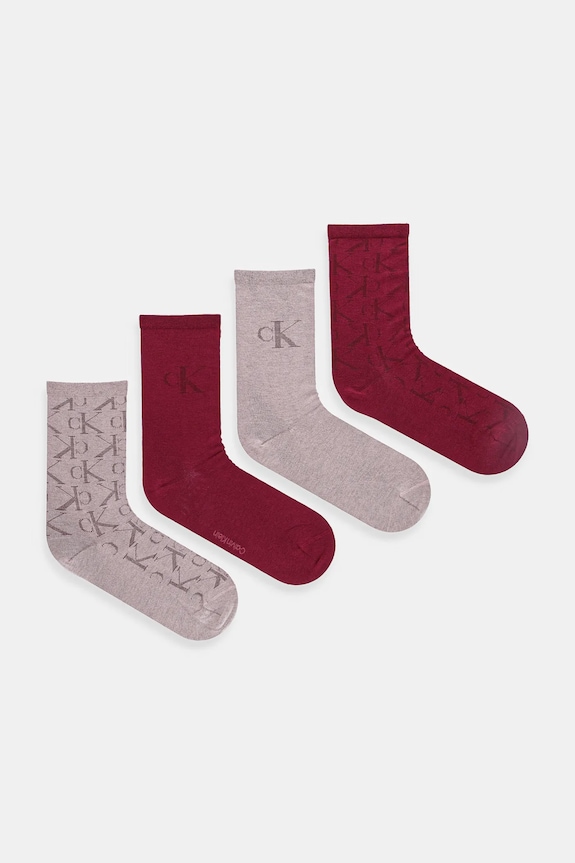 Calvin Klein Jeans șosete 4-pack sosete lungi burgundia 701235366
