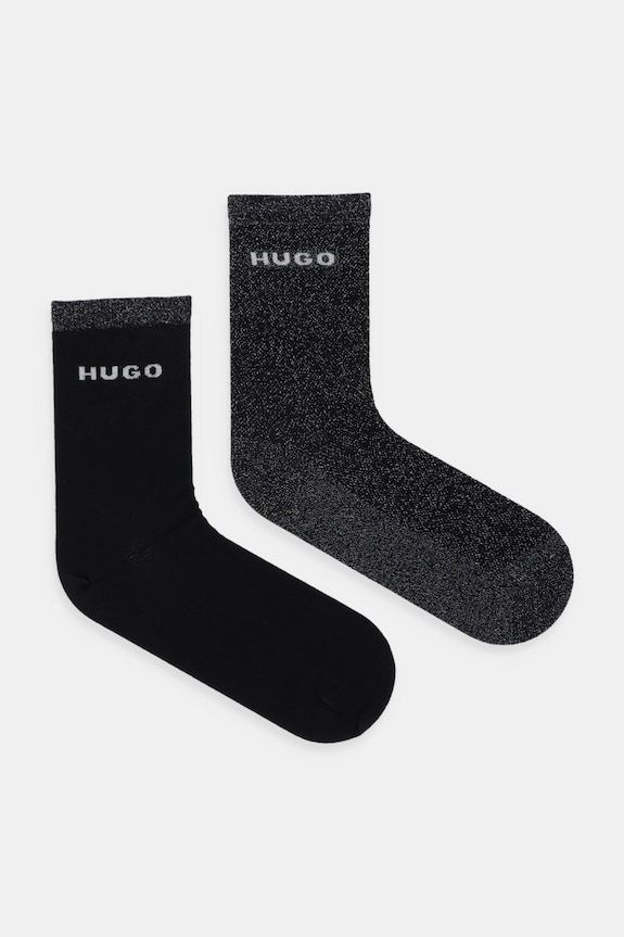Ponožky HUGO 2-pak 2P QS SHINY PIQ CC W nášivka čierna 50546406