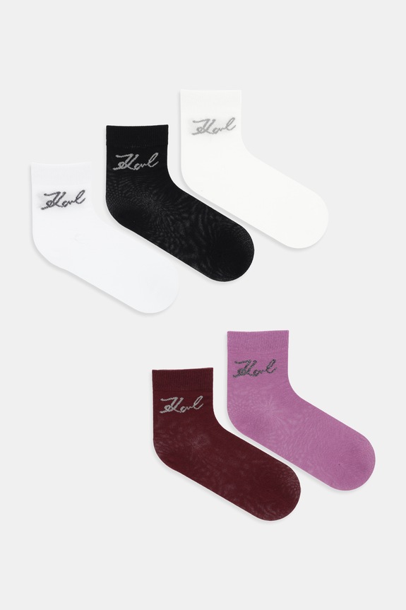 Čarape Karl Lagerfeld 5-pack K/SIGNATURE visoke čarape bijela A4W47032