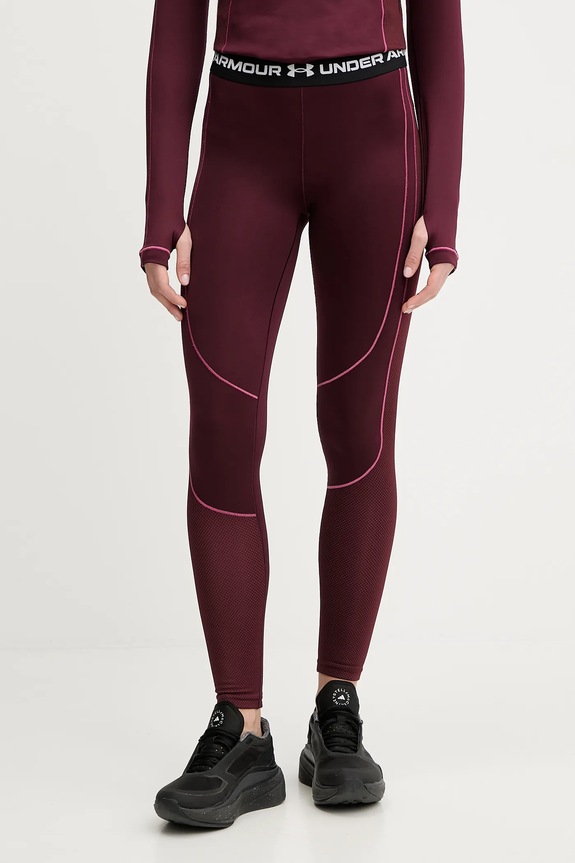 Under Armour legginsy treningowe ColdGear dzianina bordowy 6003997