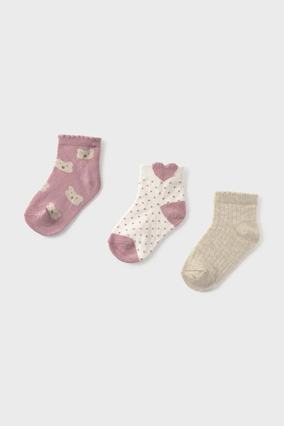 Mayoral skarpety dziecięce 3-pack różowy 10012.4H.Baby.9BYA