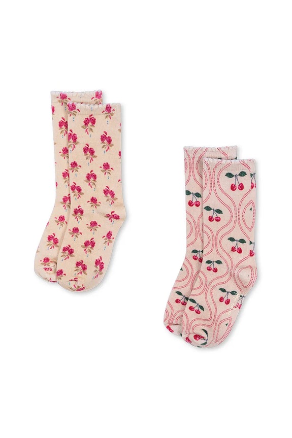 Konges Sløjd gyerek zokni PRINTED SOCKS 2 pár rózsaszín KS103646.9BYA