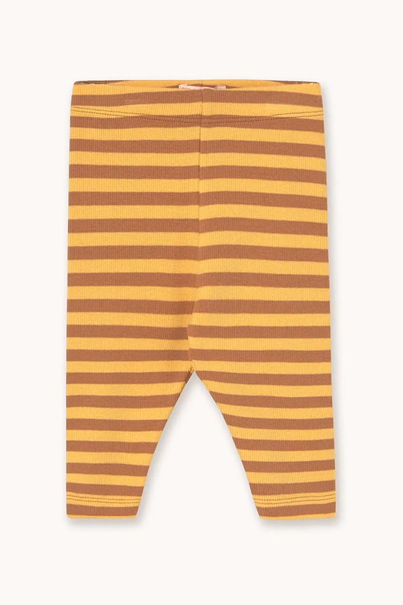Tinycottons legginsy niemowlęce STRIPES RIB BABY PANT z elastanem żółty AW25.255