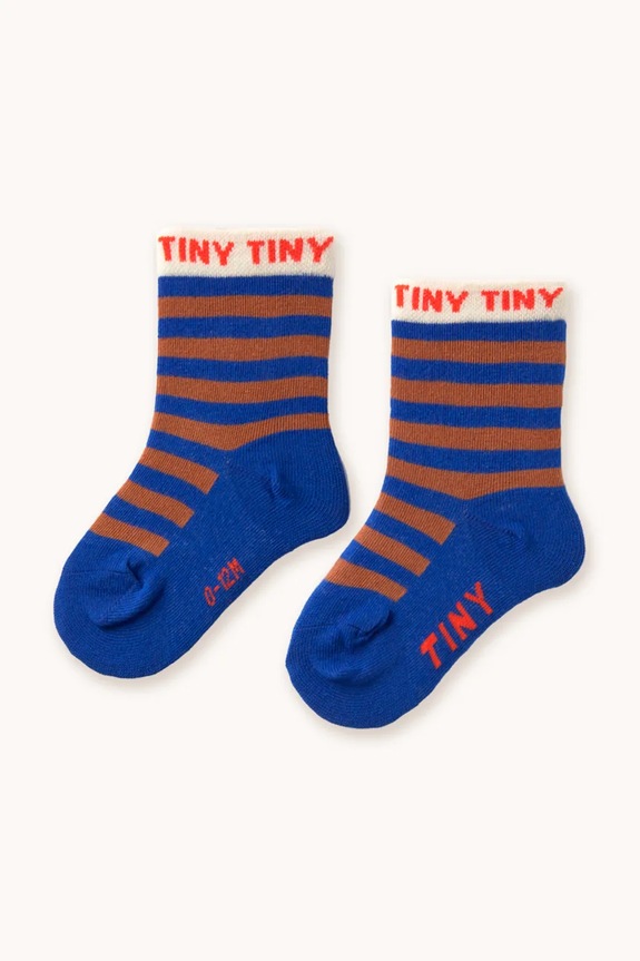 Dječje čarape Tinycottons STRIPES SHORT HEIGHT SOCKS plava AW25.487