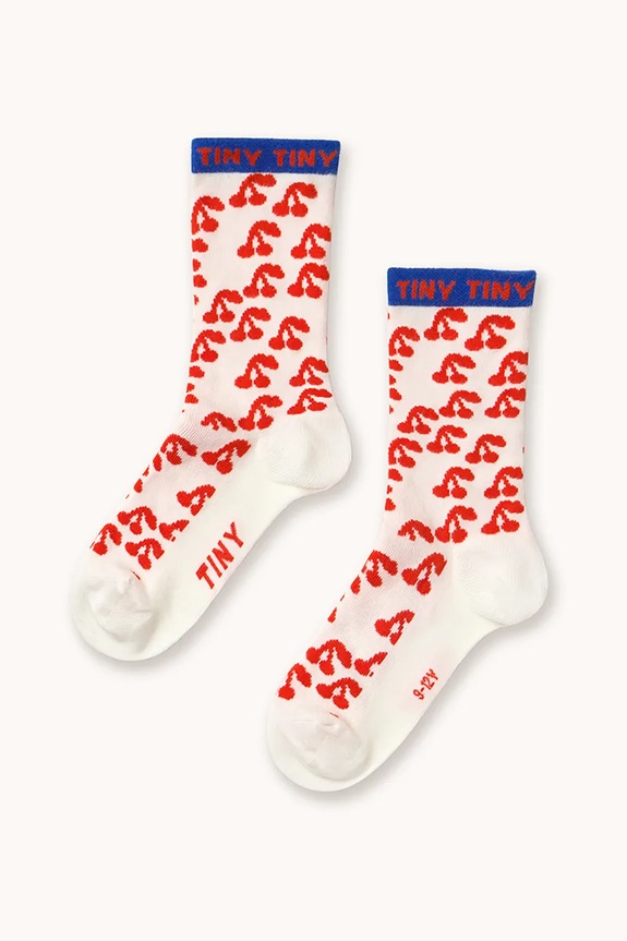 Dječje čarape Tinycottons CHERRIES MEDIUM SOCKS bijela AW25.502