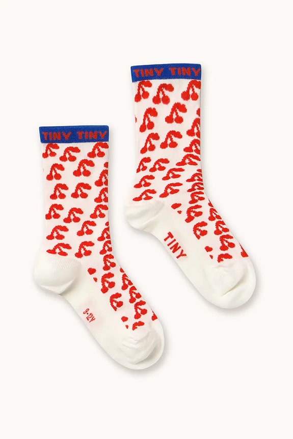Dječje čarape Tinycottons CHERRIES MEDIUM SOCKS AW25.502 bijela AW25