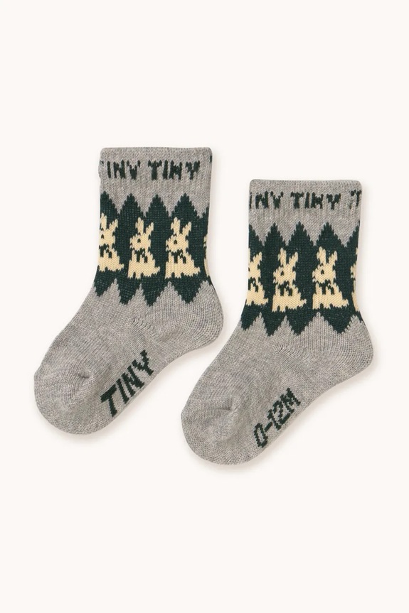 Dječje čarape s vunom Tinycottons RABBITS WOOL MEDIUM SOCKS siva AW25.536