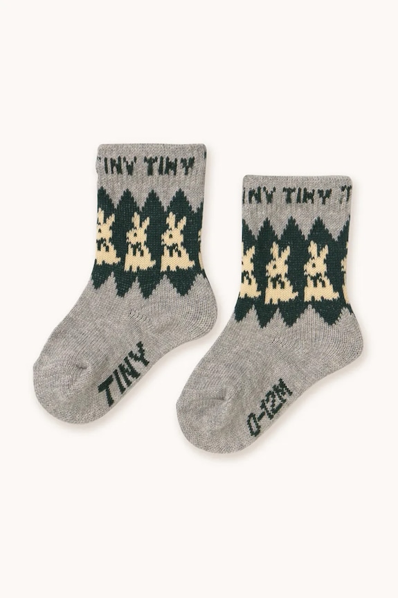 Dječje čarape s vunom Tinycottons RABBITS WOOL MEDIUM SOCKS siva AW25.536