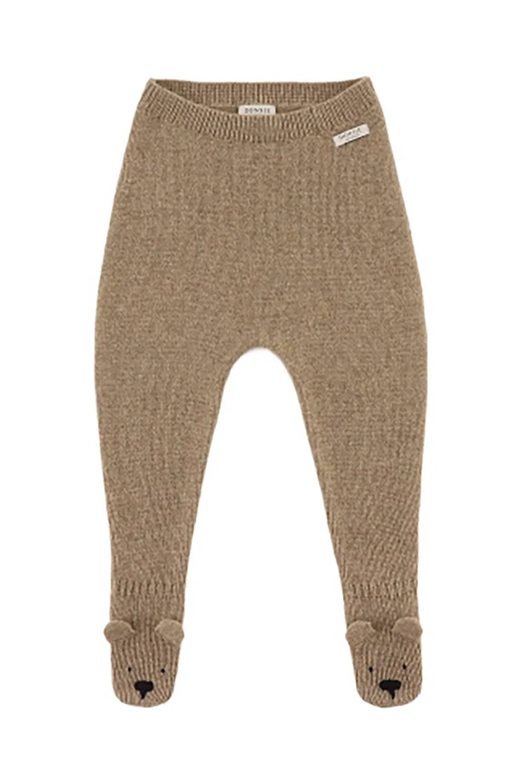 Donsje półśpioszki niemowlęce wełniane Matsie Merino Wool Leggings Bear dzianina brązowy 3039101