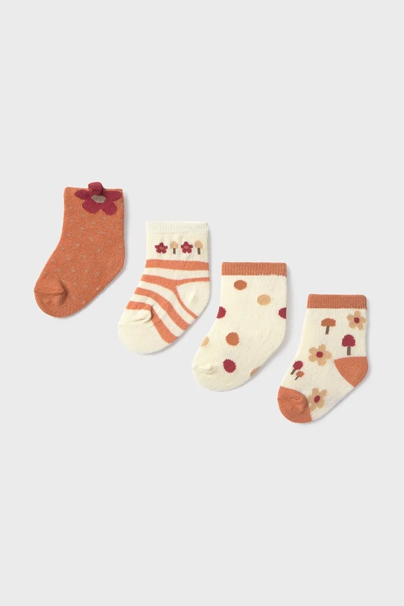 Mayoral Newborn skarpetki dziecięce 4-pack brązowy 9921.2F.Newborn.9BYA