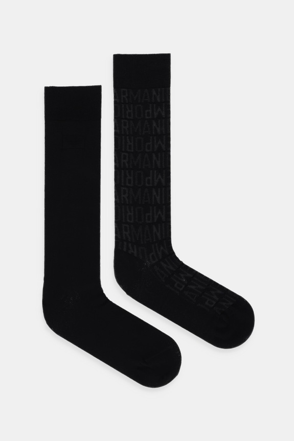 Κάλτσες Emporio Armani Underwear 2-pack ψηλές κάλτσες μαύρο EM000545.AF18180