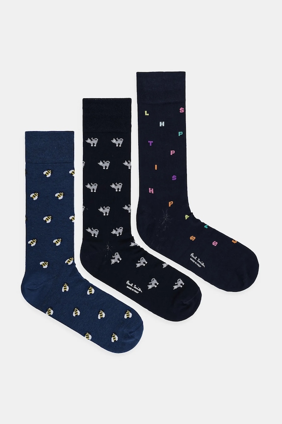 Ponožky Paul Smith 3-pak dlhé ponožky tmavomodrá M1A.SOCK.TNAVY