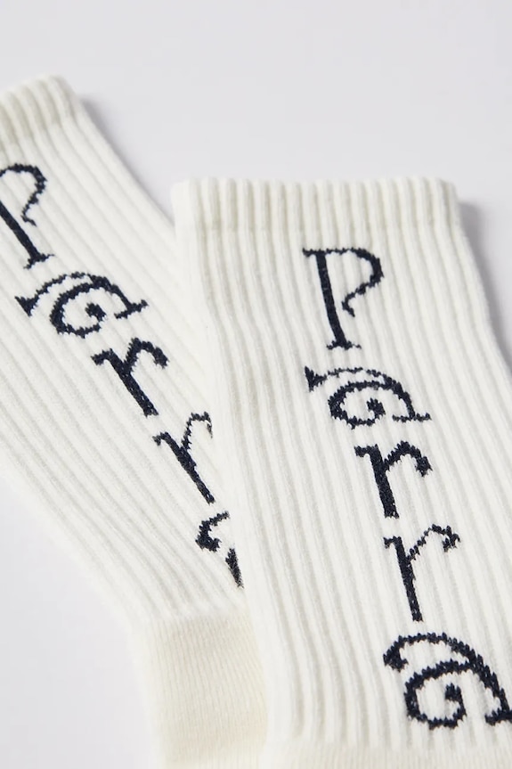 Ponožky s bavlnou by Parra Weird trad logo crew socks 54355 bílá AW25