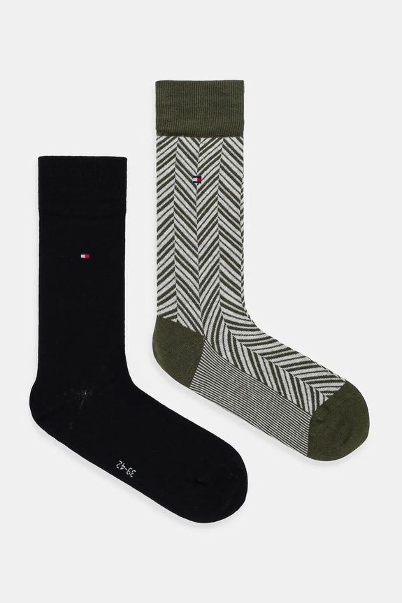 Tommy Hilfiger calzini pacco da 2 a strisce verde 701236309
