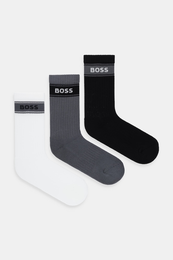 BOSS șosete 3-pack 3P QS Rib Stripe CC sosete lungi negru 50543637