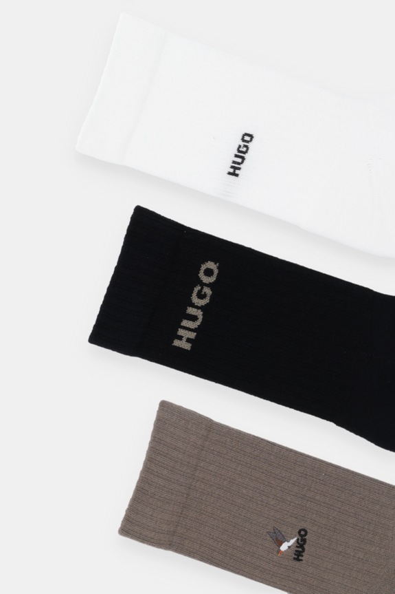 HUGO șosete 3-pack 3P QS EMBROIDERY CC 50546351 alb AW25