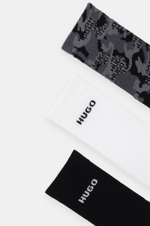 HUGO șosete 3-pack 3P QS RIB CAMO CC 50546476 negru AW25