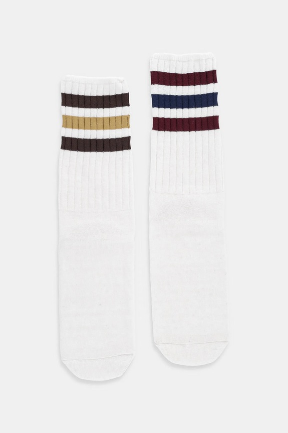 Nogavice iz lanene mešanice adidas Originals 3-Stripes 2-pack Visoke nogavice bela JX5203