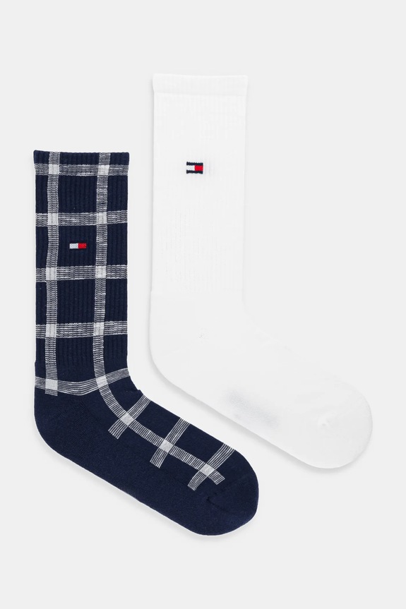 Čarape Tommy Jeans 2-pack natpis mornarsko plava 701236476
