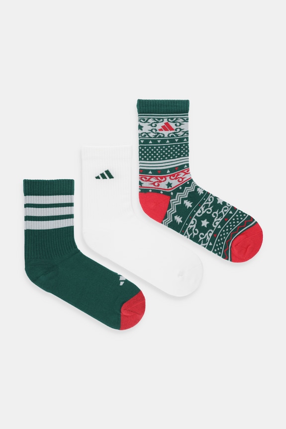 Ponožky adidas Christmas 3-pak jemný vzor zelená JX9073