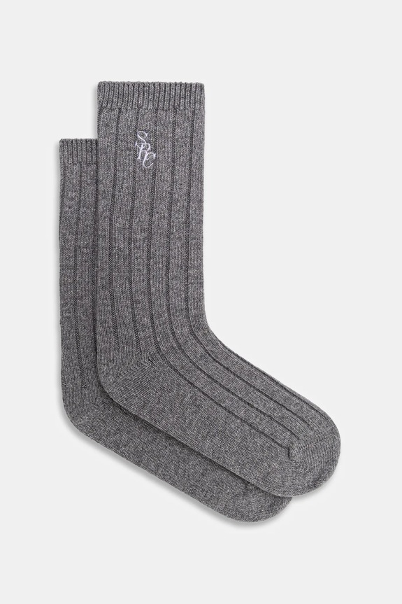 Sporty & Rich socks with wool SRC Cashmere applique gray AC07867302GY22
