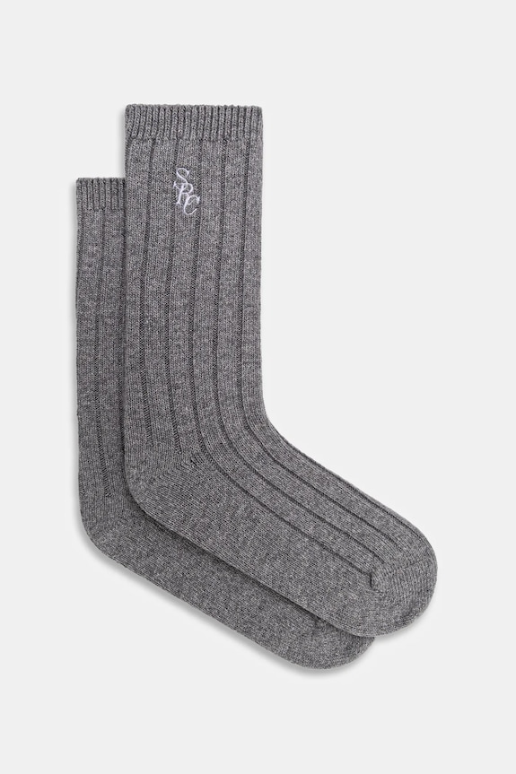 Sporty & Rich socks with wool SRC Cashmere applique gray AC07867302GY22