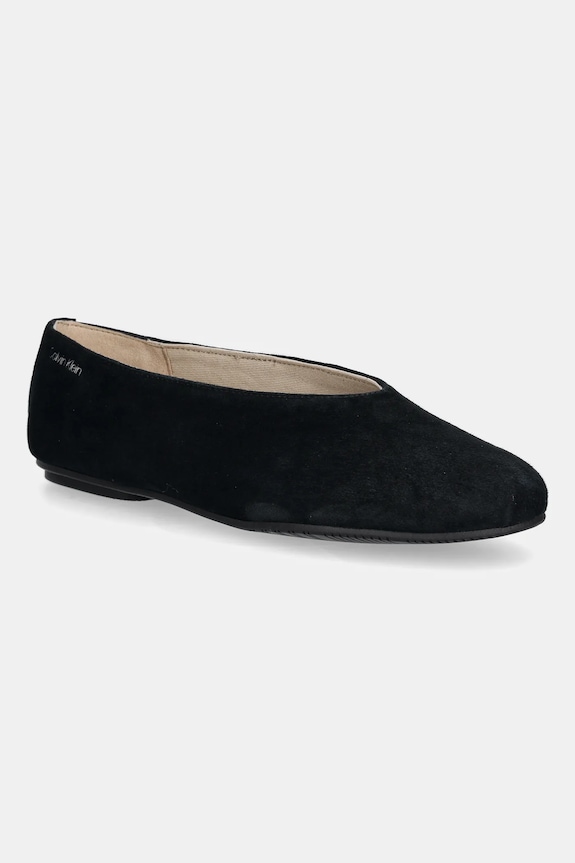 Μπαλαρίνες σουέτ Calvin Klein BALLERINA ROUND HW SUE μαύρο HW0HW02565