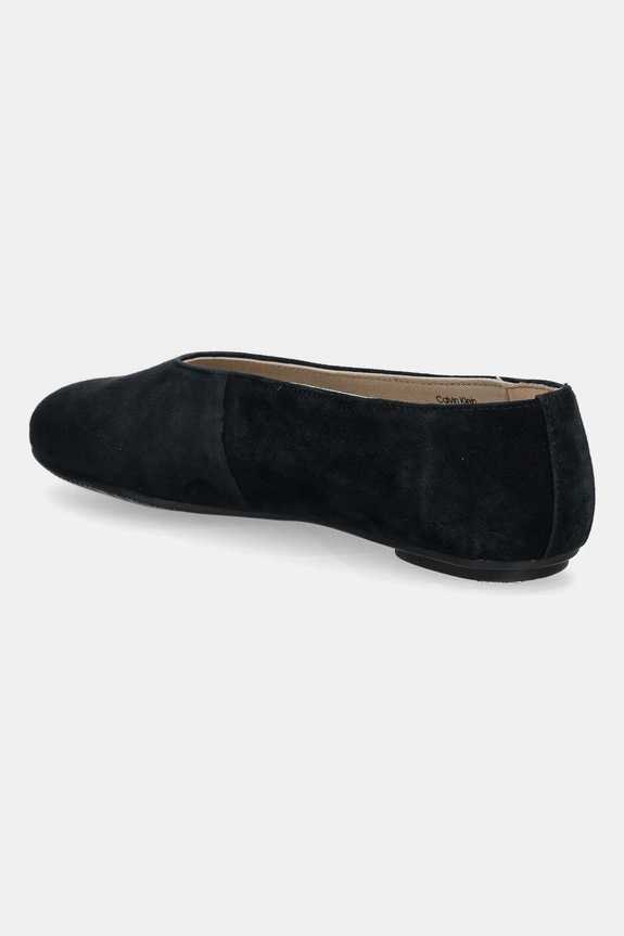 Παπούτσια Μπαλαρίνες σουέτ Calvin Klein BALLERINA ROUND HW SUE HW0HW02565 μαύρο