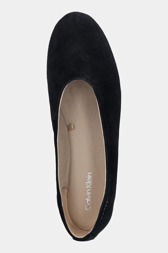 Μπαλαρίνες σουέτ Calvin Klein BALLERINA ROUND HW SUE μαύρο HW0HW02565
