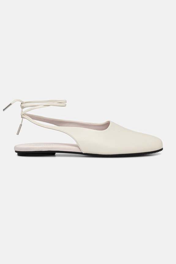Calvin Klein bőr balerina cipő BALLERINA SLING BACK LTH bézs HW0HW02655