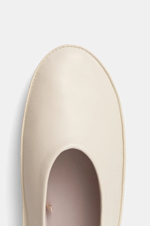 Calvin Klein bőr balerina cipő BALLERINA MARY JANE STRAP LTH bézs HW0HW02656