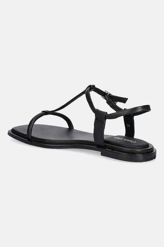 Obuwie Calvin Klein sandały skórzane FLAT SANDAL SQUARED BUCKLE LTH HW0HW02556 czarny