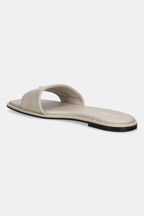 Obuwie Calvin Klein klapki skórzane FLAT SANDAL SQUARE HF LTH HW0HW02652 beżowy