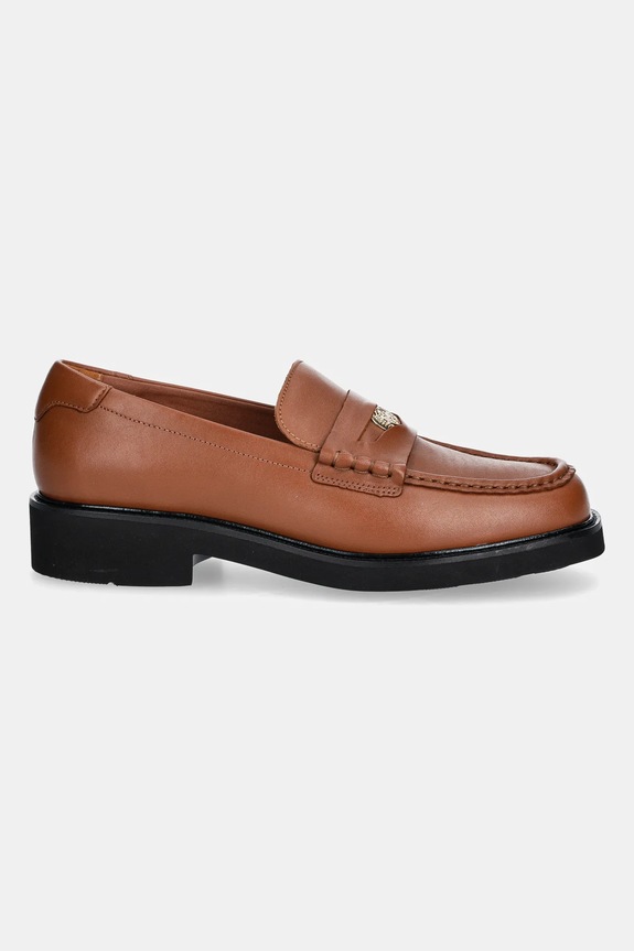 Kožené mokasíny Tommy Hilfiger CREST SQUARISH TOE PENNY LOAFER FW0FW08633 hnedá AW25