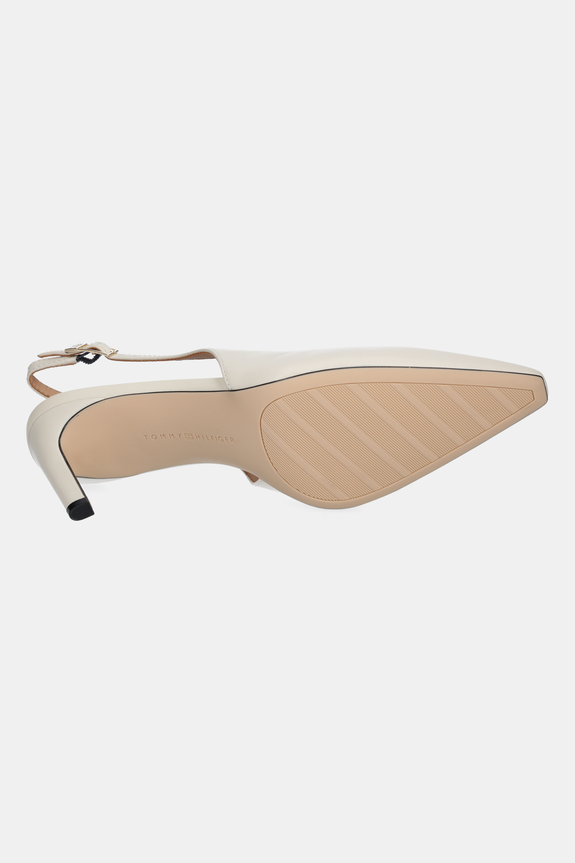 Kožne štikle Tommy Hilfiger SQUARED TOE HIGH HEEL SLINGBACK FW0FW08636 bež