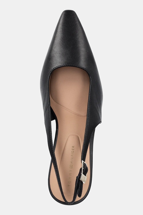 Kožené lodičky Tommy Hilfiger SQUARED TOE HIGH HEEL SLINGBACK černá FW0FW08636