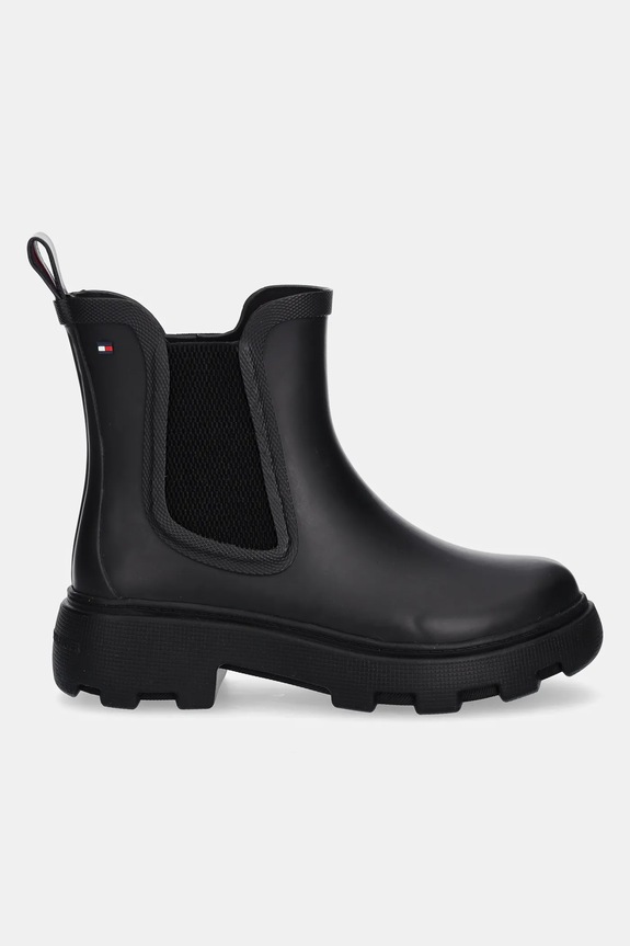 Tommy Hilfiger cizme RUBBER FLAG CLEATED RAINBOOT FW0FW08637 negru AW25