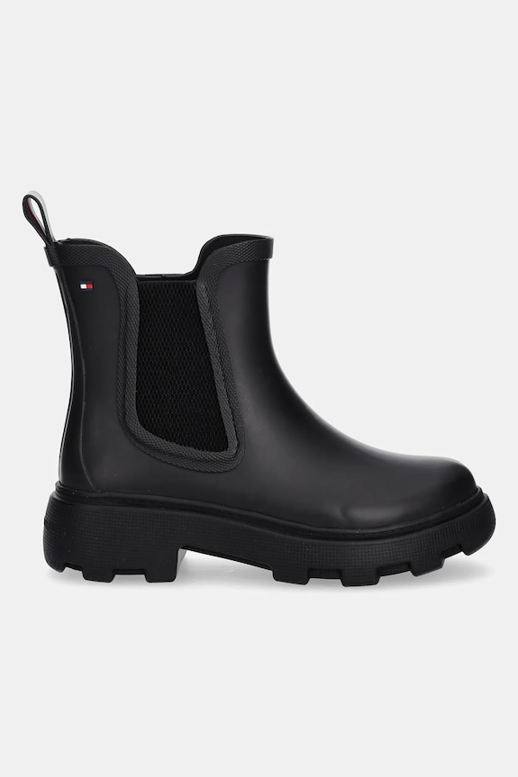 Tommy Hilfiger cizme RUBBER FLAG CLEATED RAINBOOT FW0FW08637 negru AW25