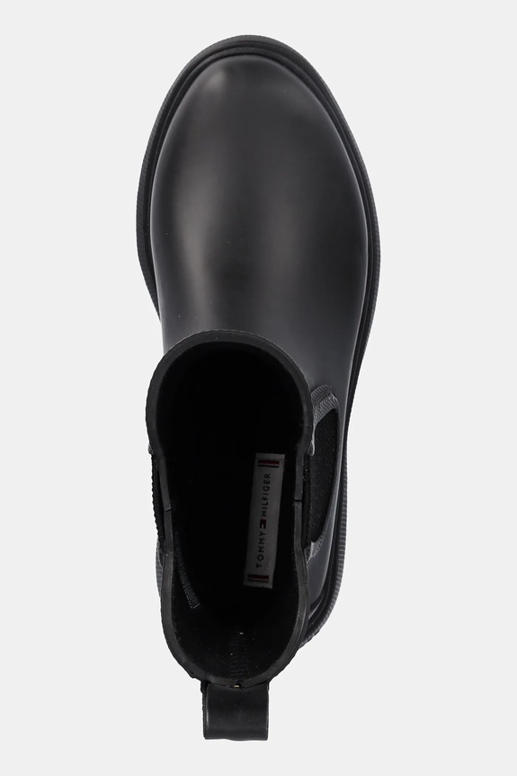 Tommy Hilfiger cizme RUBBER FLAG CLEATED RAINBOOT negru FW0FW08637