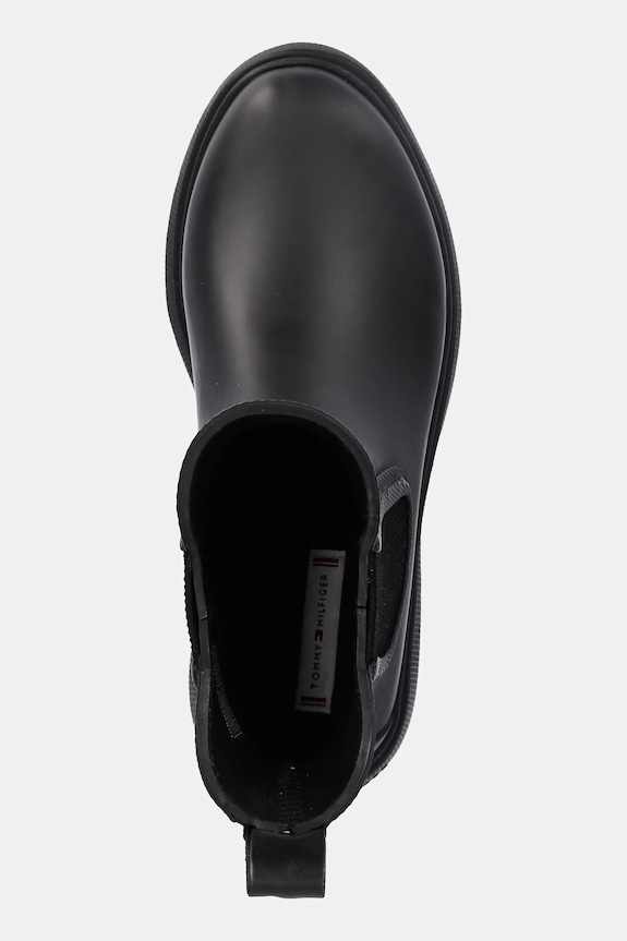 Tommy Hilfiger cizme RUBBER FLAG CLEATED RAINBOOT negru FW0FW08637