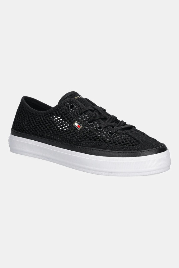 Tommy Hilfiger sportcipő TH OPEN MESH VULC SNEAKER lapos fekete FW0FW08684