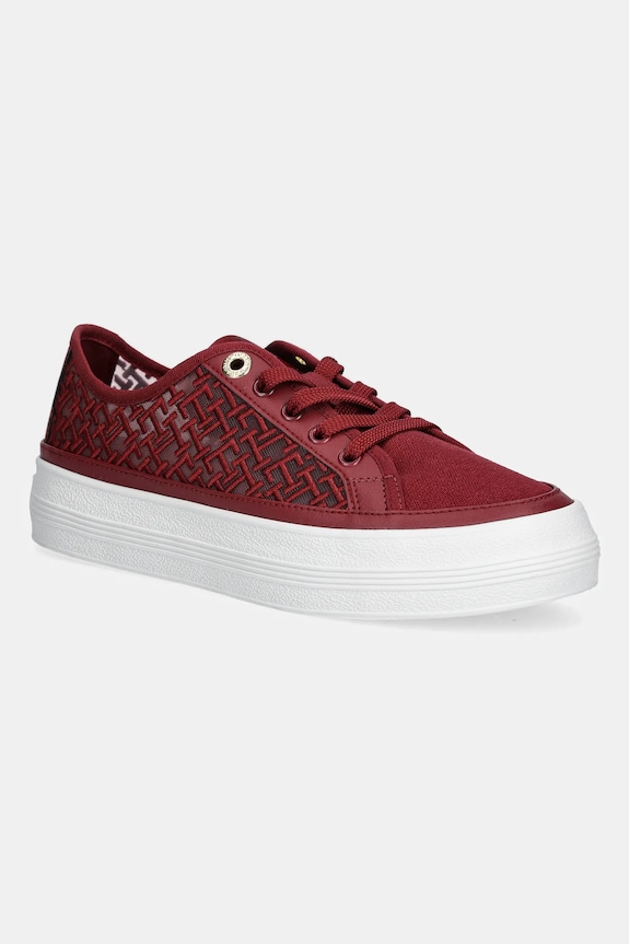 Tommy Hilfiger tenisówki VULC EMBROIDERED SNEAKER imitacja skóry licowej bordowy FW0FW08685
