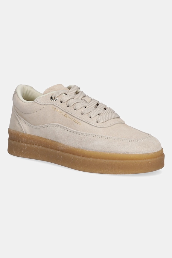 Tommy Hilfiger sneakers din piele întoarsă MODERN COURT SNEAKER SUEDE plată bej FW0FW08686