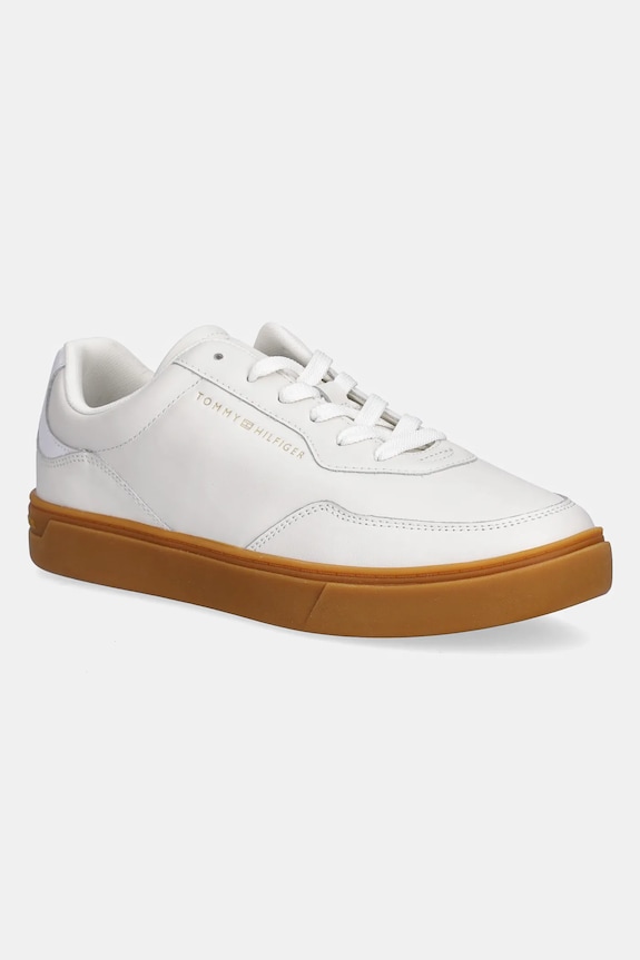 Kožené tenisky Tommy Hilfiger CASUAL CUPSOLE SNEAKER plochá béžová FW0FW08689