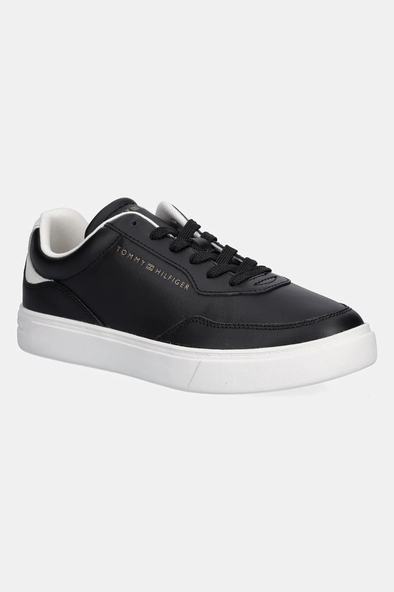 Δερμάτινα sneakers Tommy Hilfiger CASUAL CUPSOLE SNEAKER φλατ μαύρο FW0FW08689